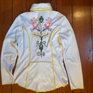 Fabulous Vintage 70s Embroidered Pink Love Birds Western Shirt